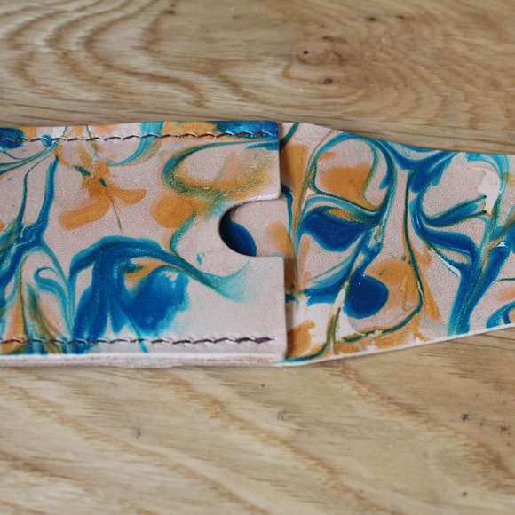 Unique handmade colorful card full grain card wallet - Picture 3 of 7
